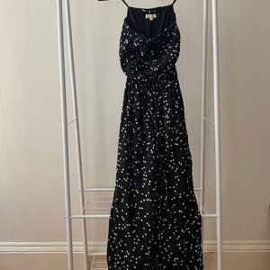 Silence + Noise/Urban Outfitters Strapless B/W Polka Dot Midi Jumpsuit